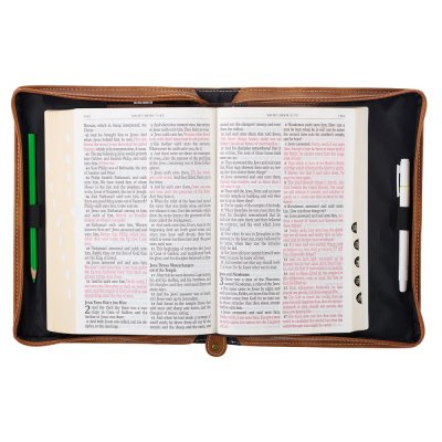 Be Strong and Courageous Mountain Lion Toffee Brown Faux Leather Classic Bible Cover