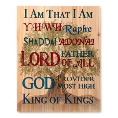 Homestyle Names of God Wall Art, Printed Cedarwood