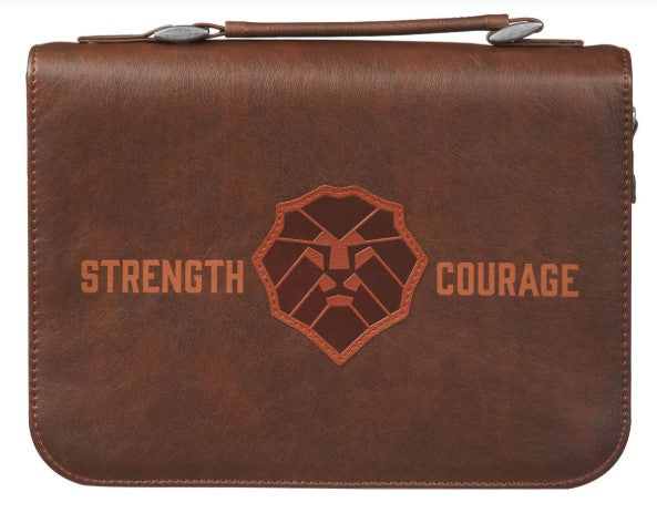 Strength and Courage Honey-brown Faux Leather Classic Bible Cover