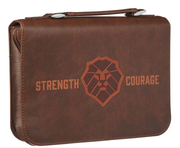 Strength and Courage Honey-brown Faux Leather Classic Bible Cover