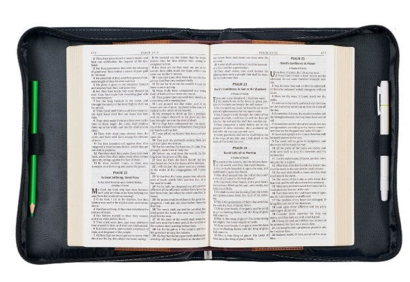 Walk by Faith Black and Gray Faux Leather Classic Bible Cover