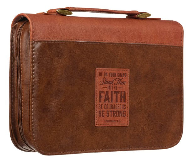 Stand Firm Two-tone Brown Faux Leather Classic Bible Cover
