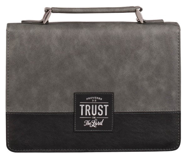 Trust in the LORD Gray and Black Faux Leather Bible Cover