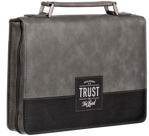 Trust in the LORD Gray and Black Faux Leather Bible Cover