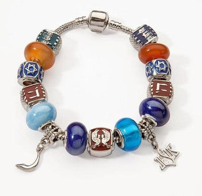 Bracelet-Assorted Beads w/Shofar & Jesus Star Charms