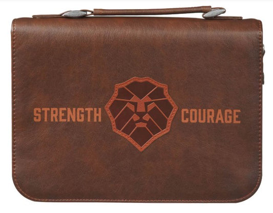 Strength and Courage Honey-brown Faux Leather Classic Bible Cover