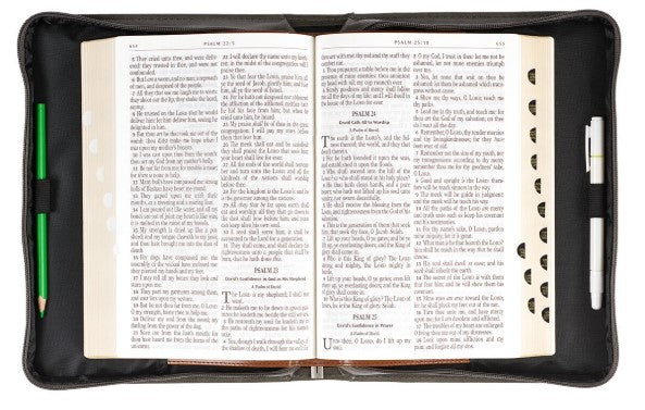 Hope in the LORD Two-tone Black and Gray Faux Leather Classic Bible Cover (Large)