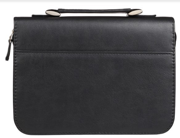 Hope in the LORD Two-tone Black and Gray Faux Leather Classic Bible Cover (Large)