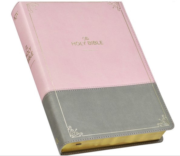 Pink and Gray Faux Leather Super Giant Print Full-size King James Version Bible with Thumb Index