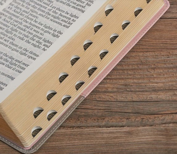 Pink and Gray Faux Leather Super Giant Print Full-size King James Version Bible with Thumb Index