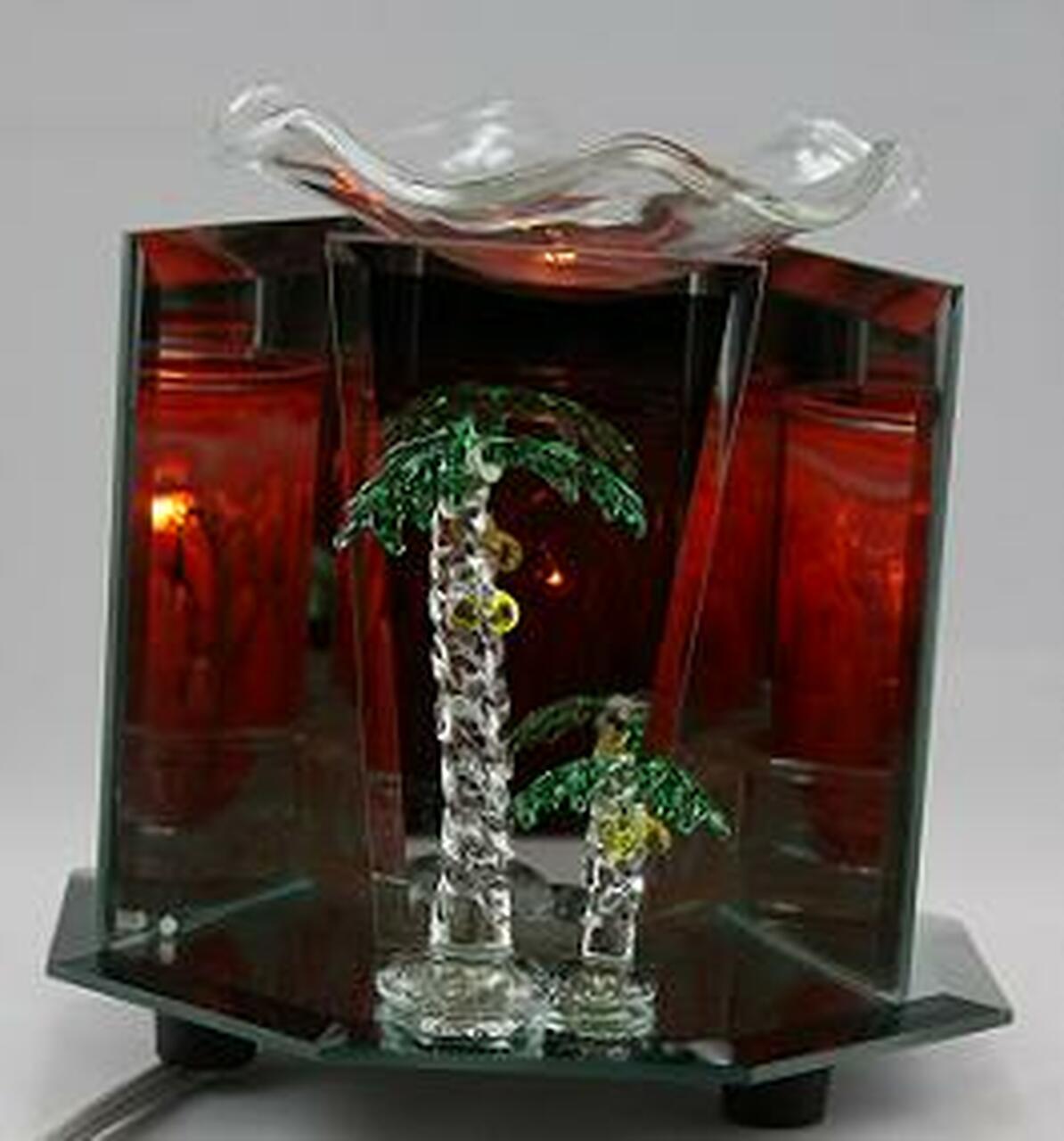 Palm Tree Electric Oil Burn Glass Fragrance Lamp (Amber Background)